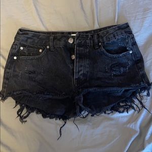 Black ripped jean shorts